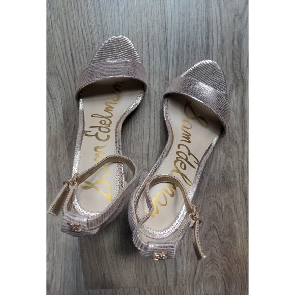 Sam Edelman Yaro Ankle Strap Heeled Sandals Blush Gold - Picture 11 of 12